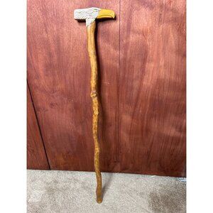 Hand-Carved Wooden Walking Stick With Eagle Head Handle 36" Tall